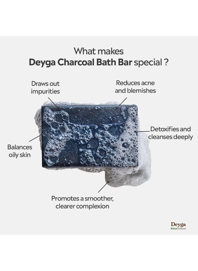 Deyga Charcoal Soap | Reduces Acne & Blackheads | Deep Cleansing & Detoxifying Bath Bar | Controls Oil | For Oily & Acne-Prone Skin - Image 3